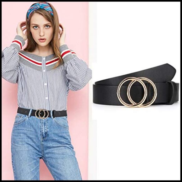 Faux Leather Belts with Double O-Ring Buckle for Jeans main image 4
